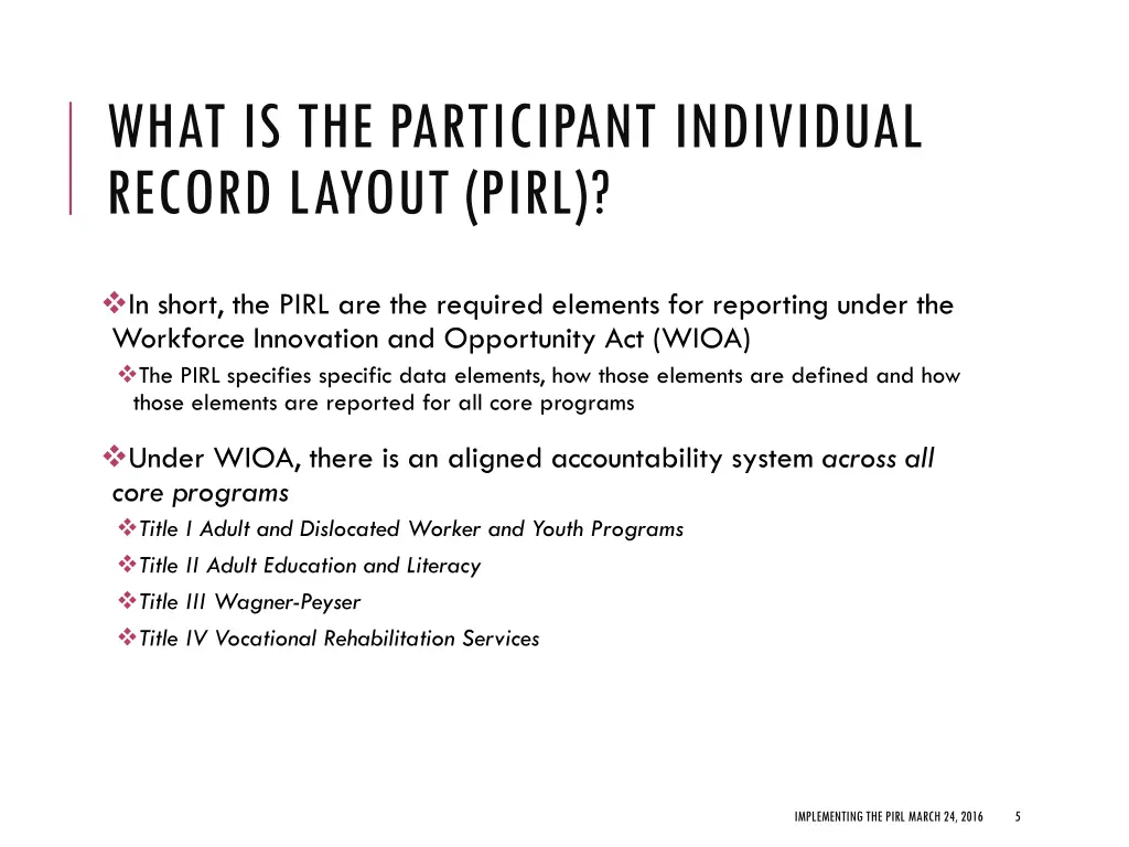 what is the participant individual record layout