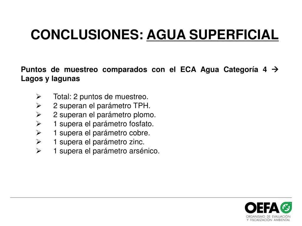 conclusiones agua superficial