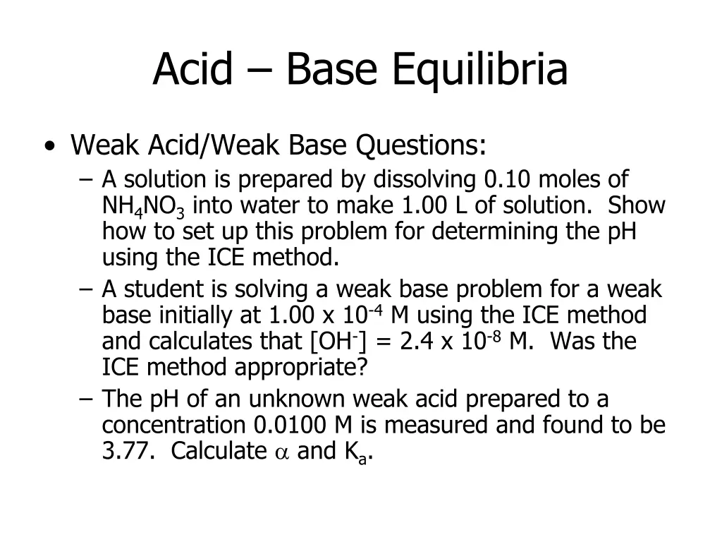 acid base equilibria 1