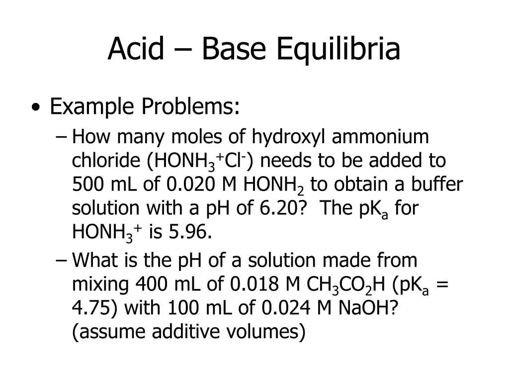 acid base equilibria 6