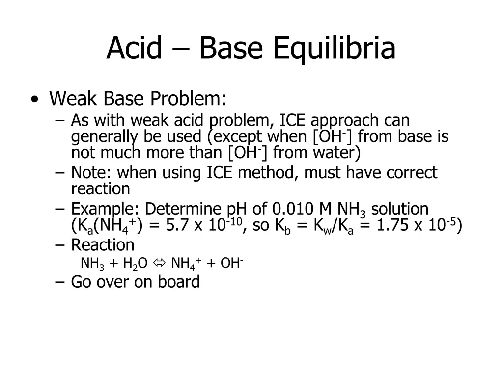 acid base equilibria