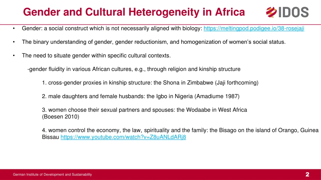 gender and cultural heterogeneity in africa