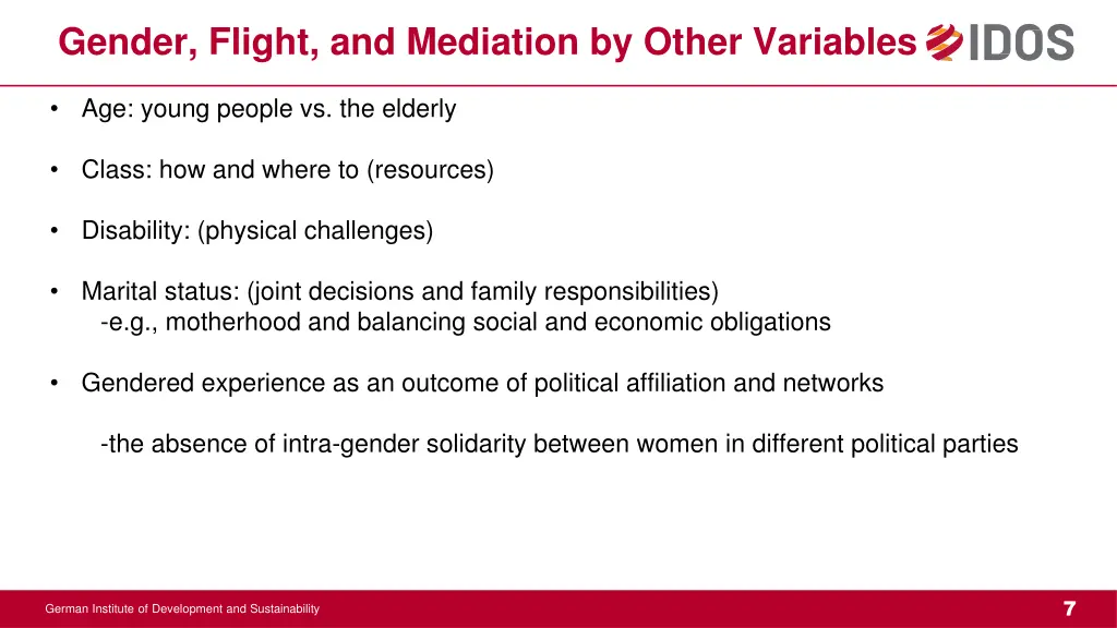 gender flight and mediation by other variables