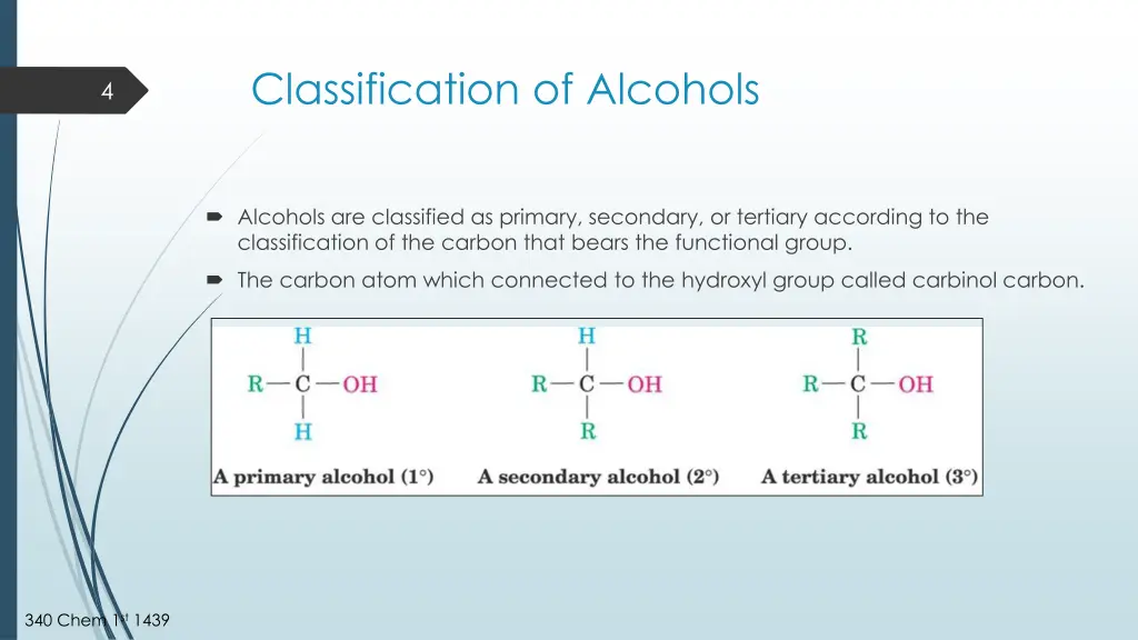 classification of alcohols