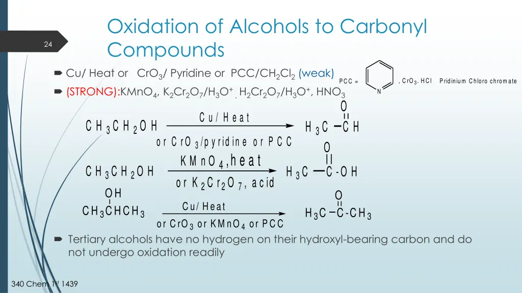 oxidation of alcohols to carbonyl compounds