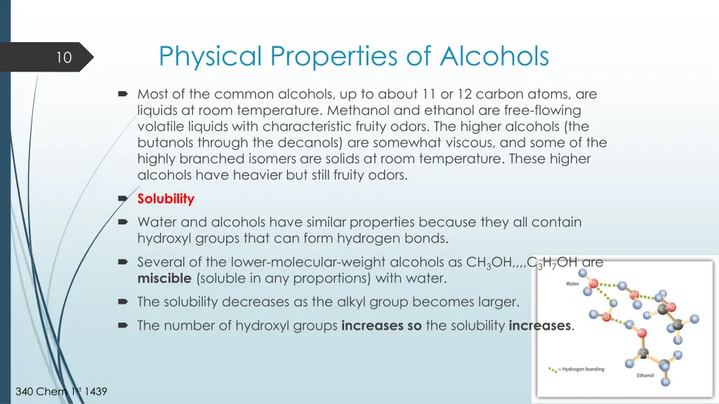 physical properties of alcohols