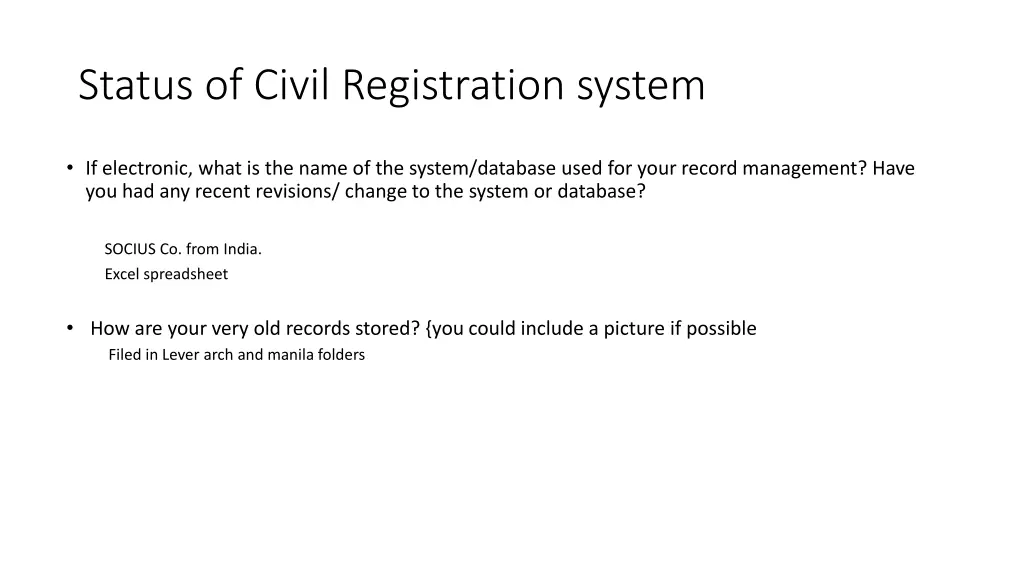status of civil registration system 2