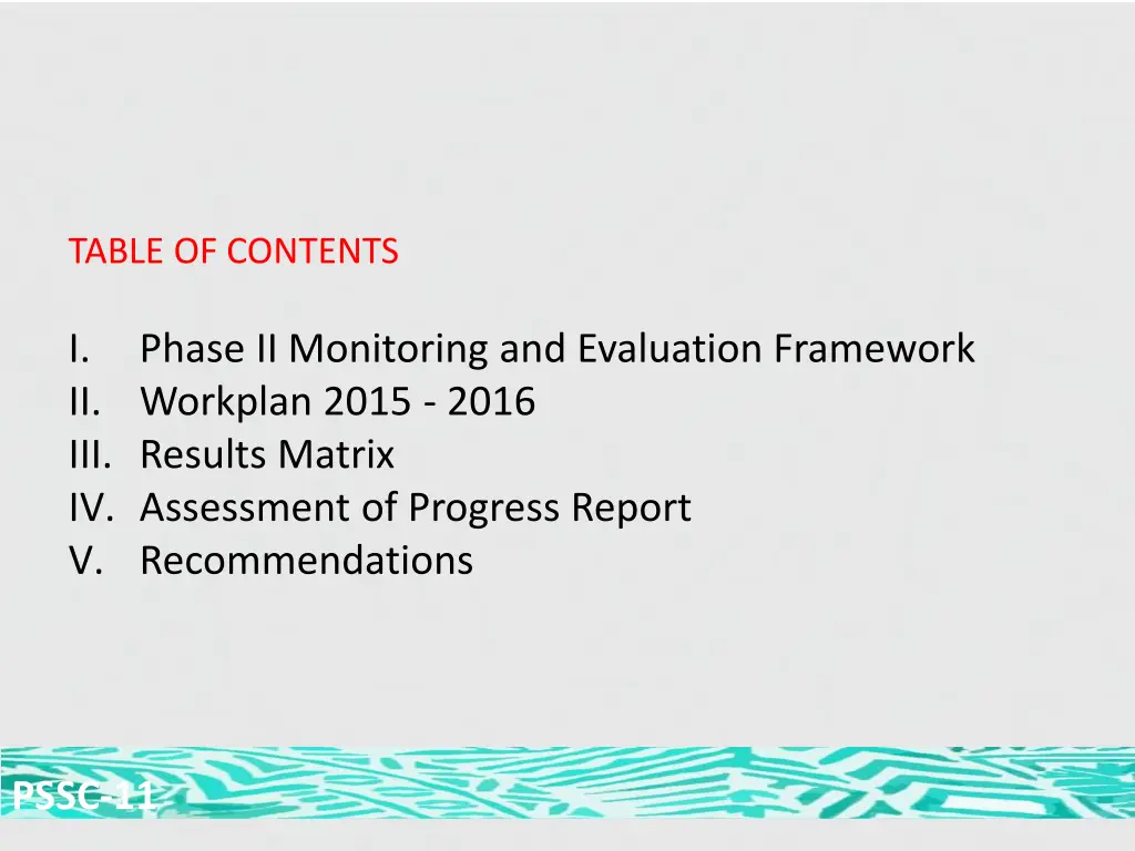 table of contents i phase ii monitoring