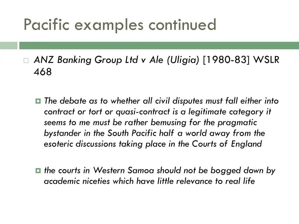 pacific examples continued