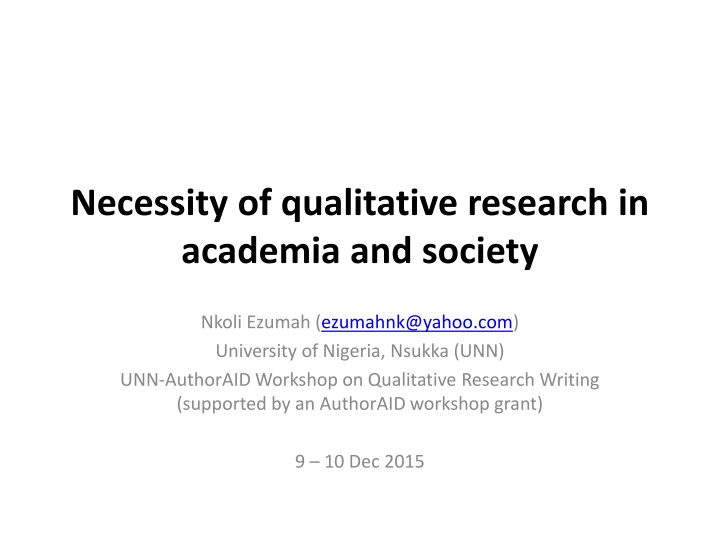 necessity of qualitative research in academia