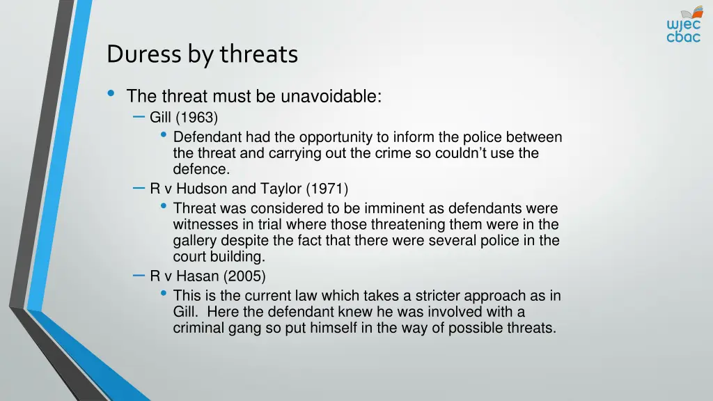 duress by threats the threat must be unavoidable