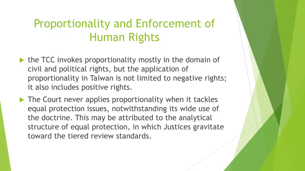 proportionality and enforcement of human rights