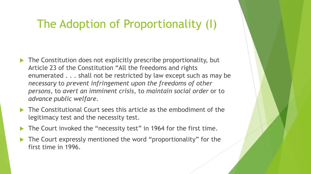 the adoption of proportionality i