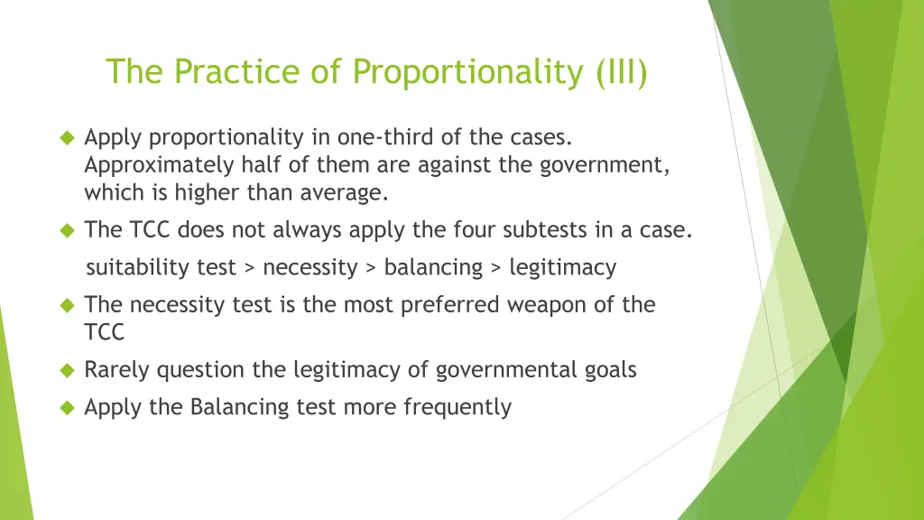the practice of proportionality iii