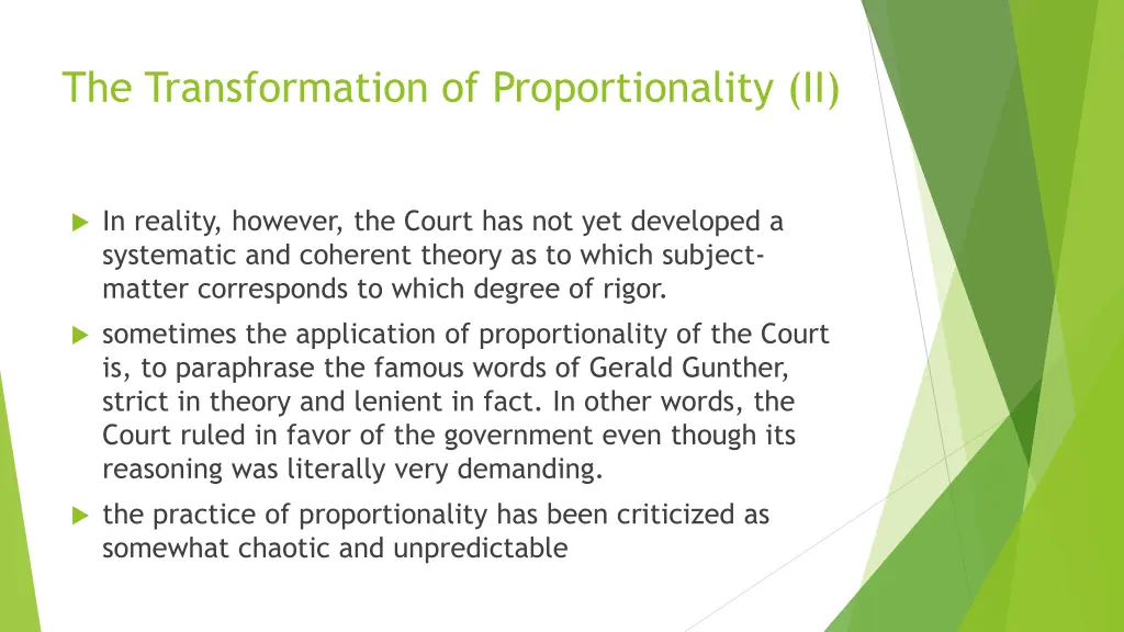 the transformation of proportionality ii