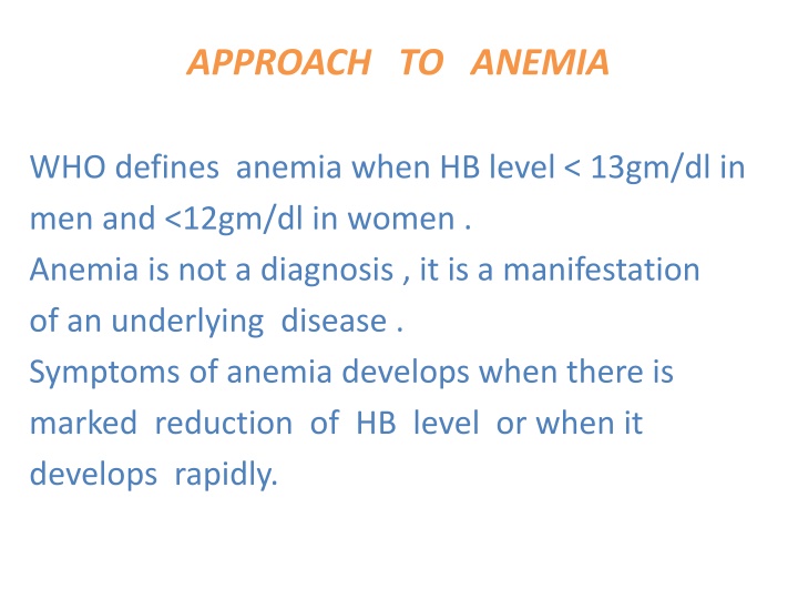approach to anemia