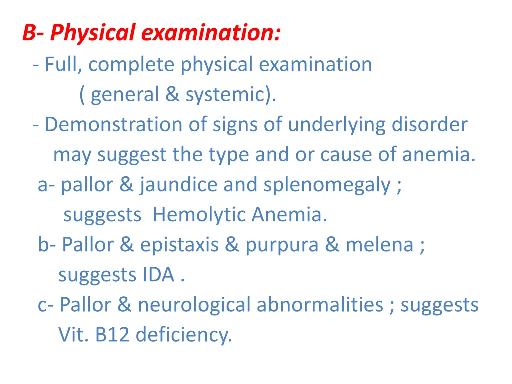 b physical examination full complete physical