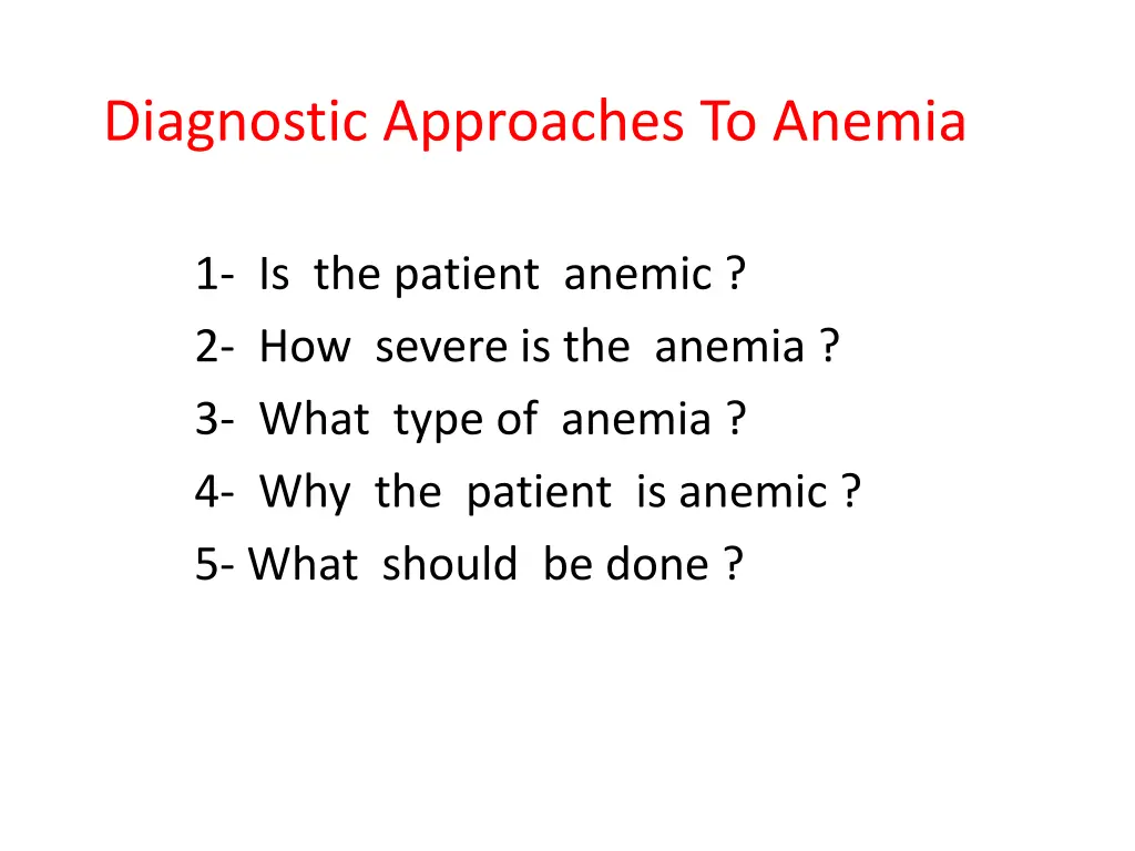 diagnostic approaches to anemia
