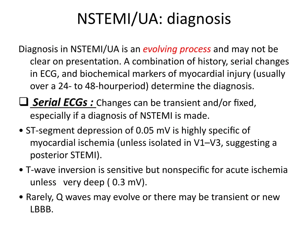 nstemi ua diagnosis