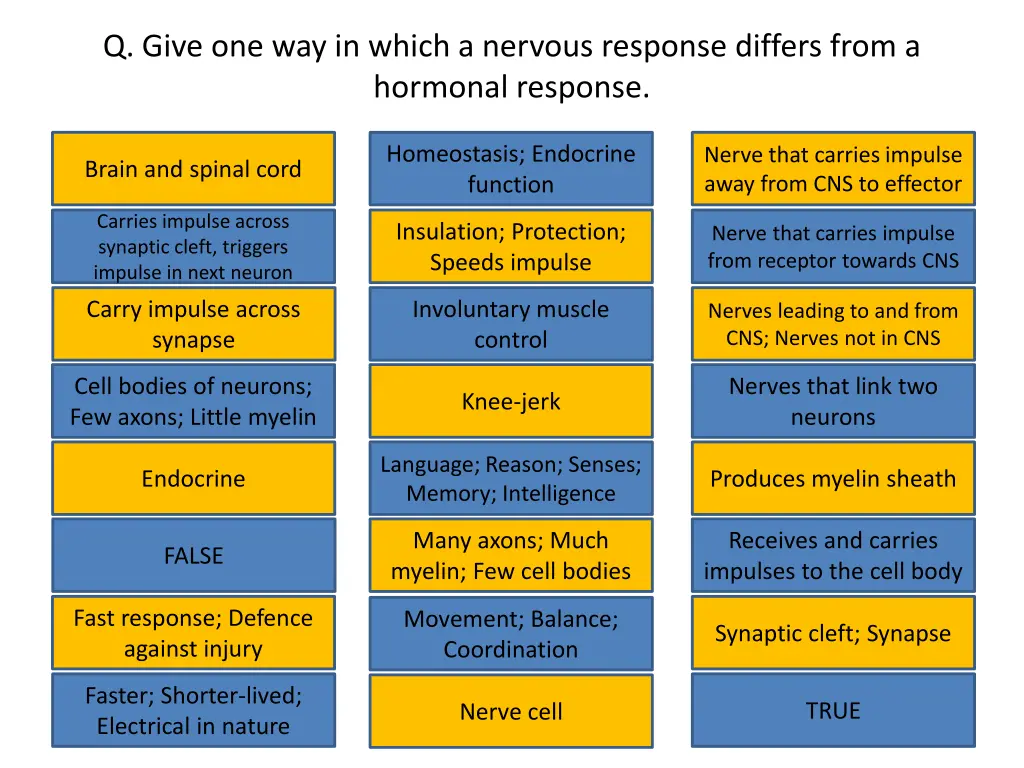 q give one way in which a nervous response