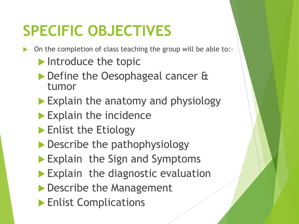 specific objectives