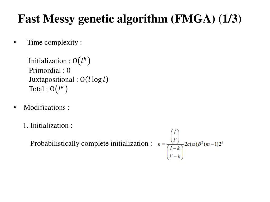 fast messy genetic algorithm fmga 1 3