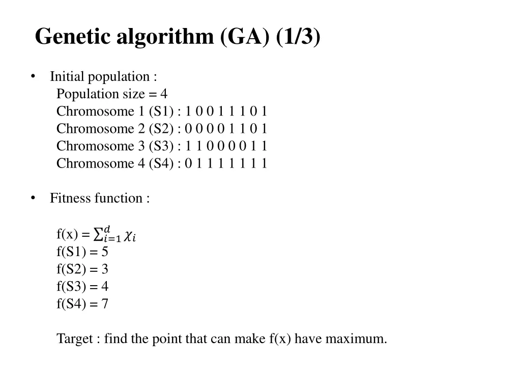 genetic algorithm ga 1 3