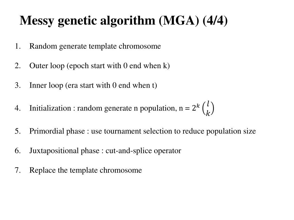 messy genetic algorithm mga 4 4