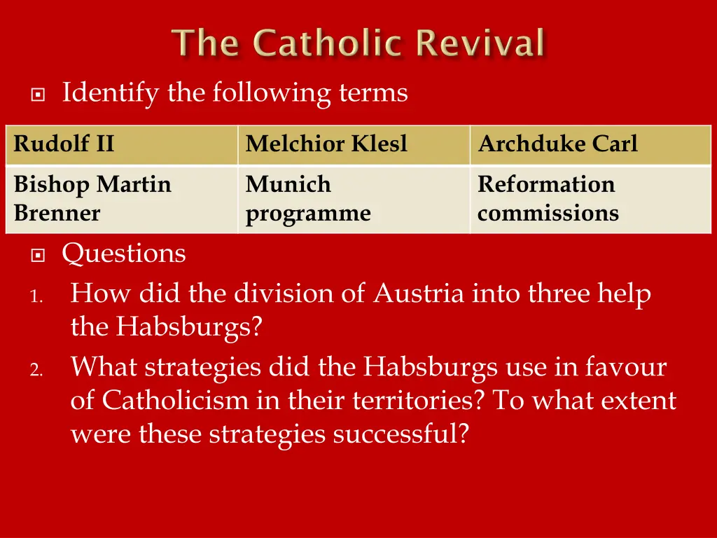identify the following terms
