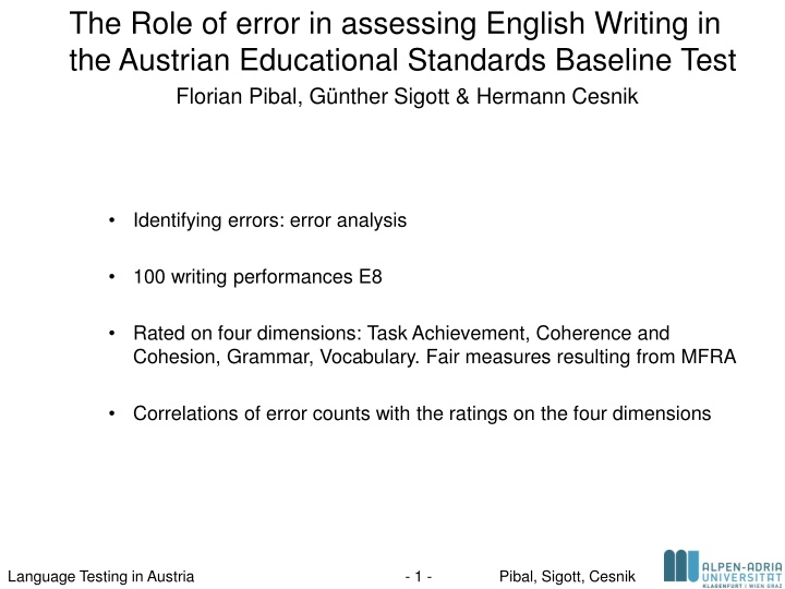 the role of error in assessing english writing