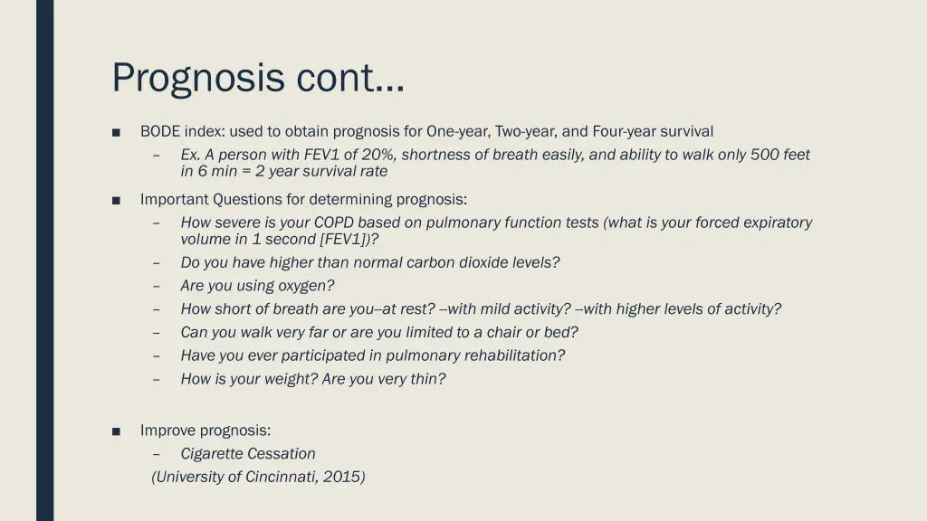 prognosis cont