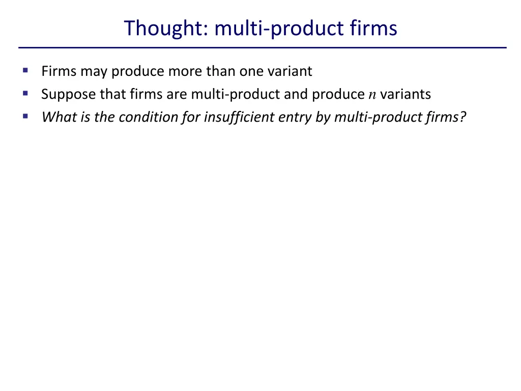 thought multi product firms