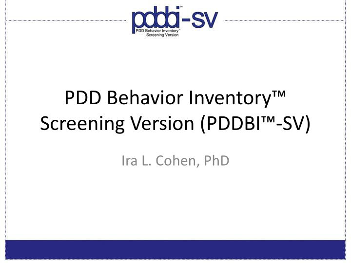 pdd behavior inventory screening version pddbi sv
