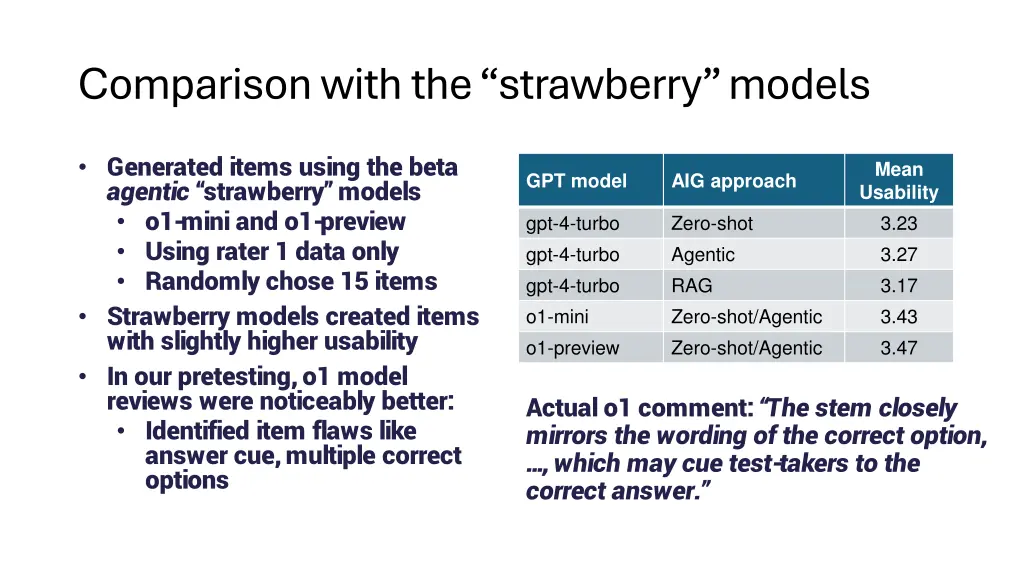 comparison with the strawberry models