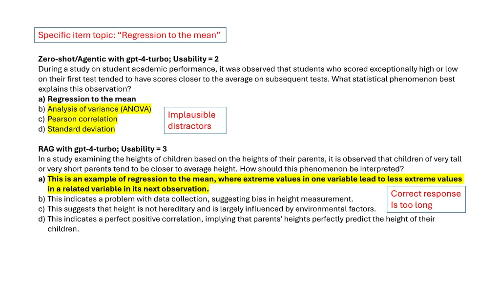 specific item topic regression to the mean