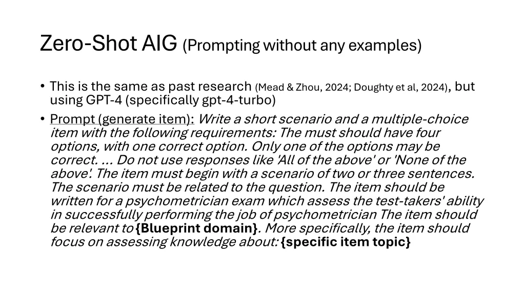 zero shot aig prompting without any examples