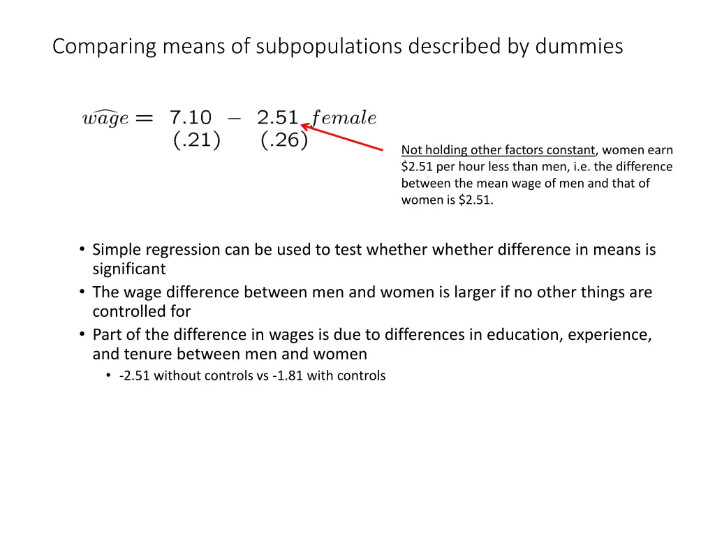 comparing means of subpopulations described