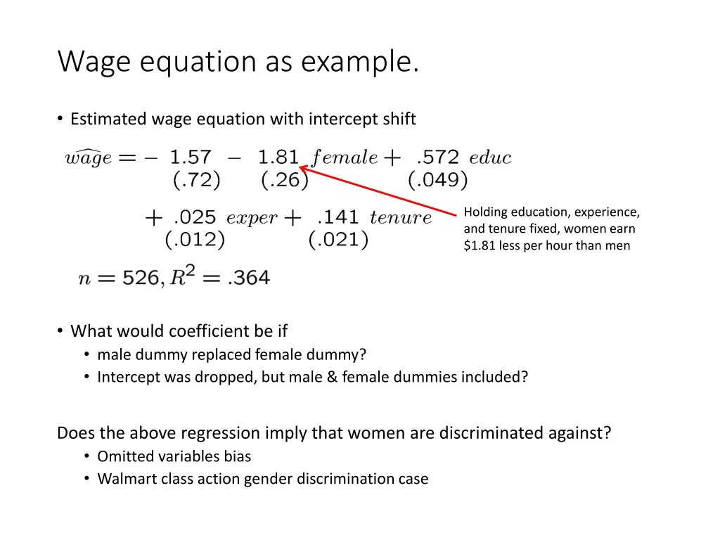wage equation as example