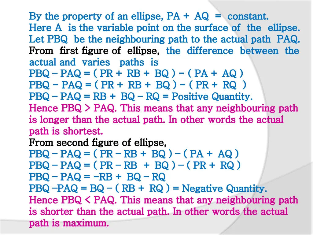 by the property of an ellipse pa aq constant here
