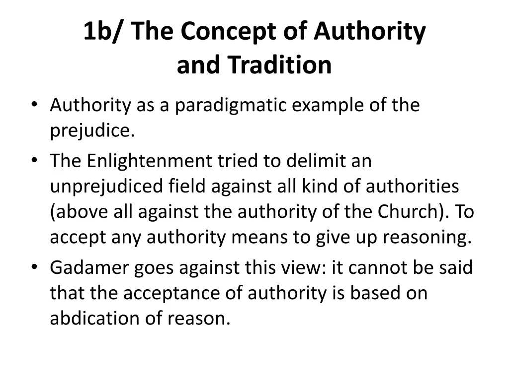 1b the concept of authority and tradition