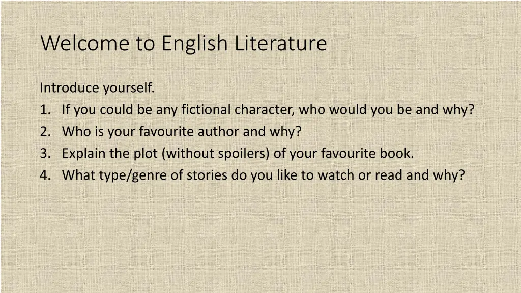 welcome to english literature