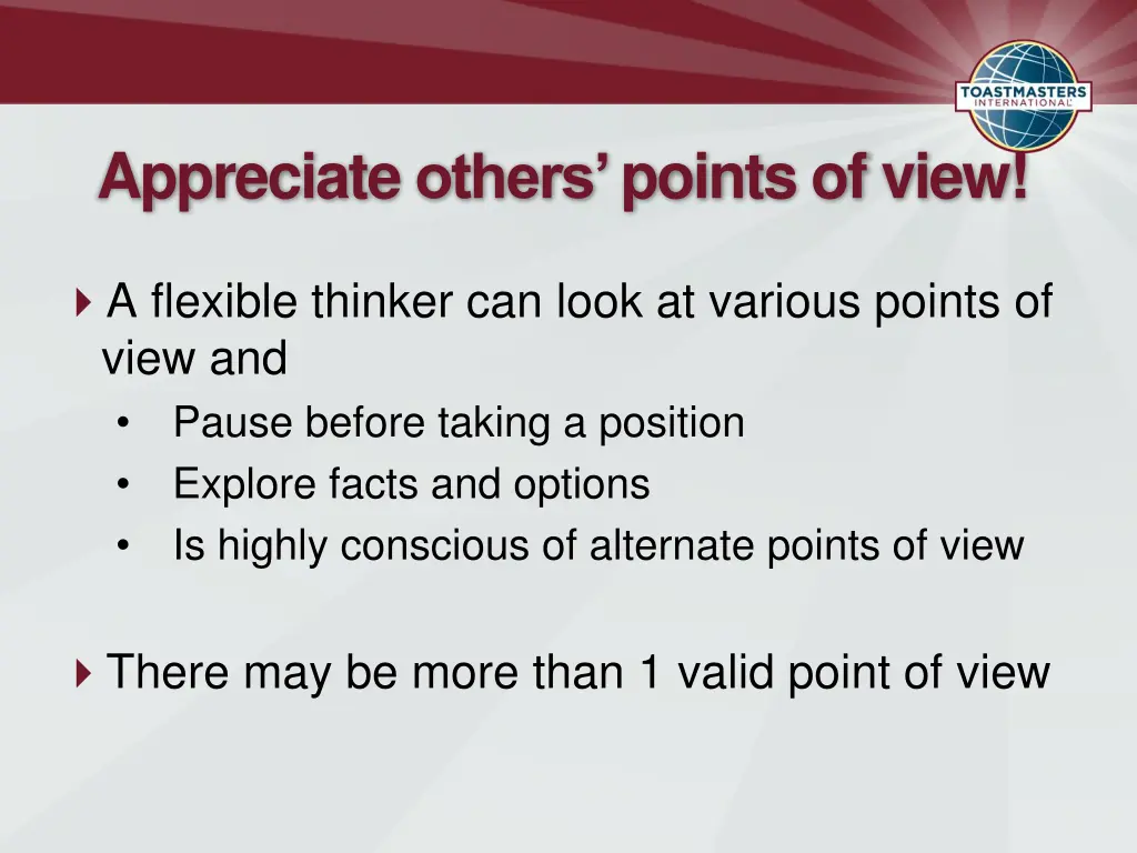 appreciate others points of view