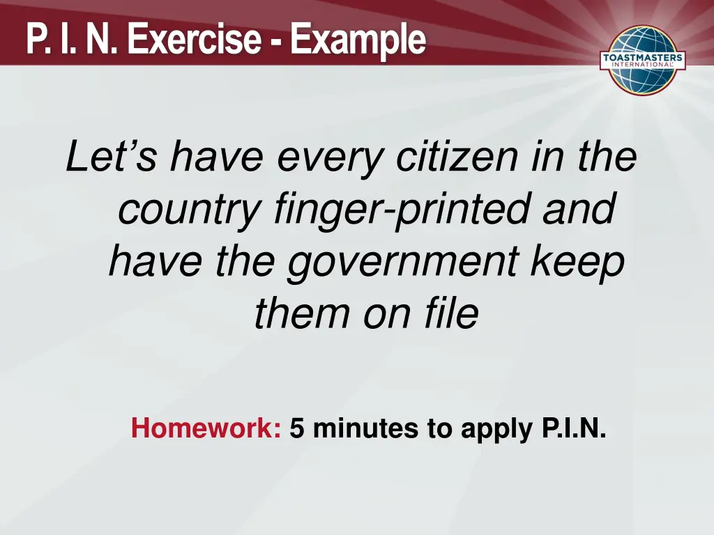 p i n exercise example