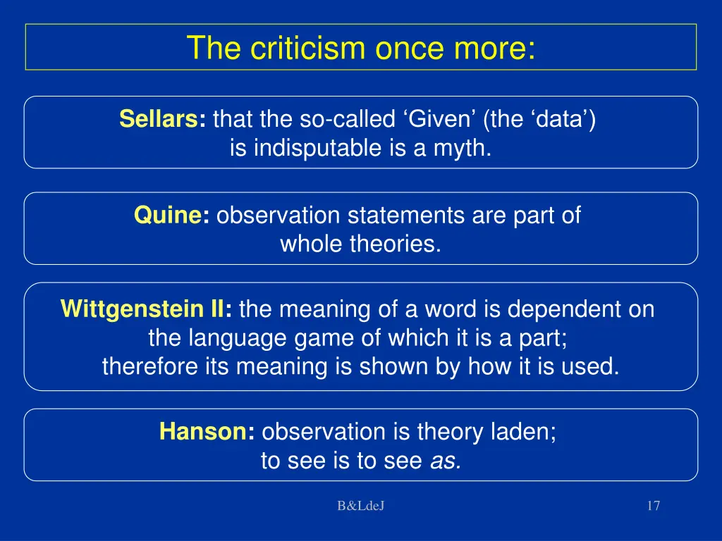 the criticism once more