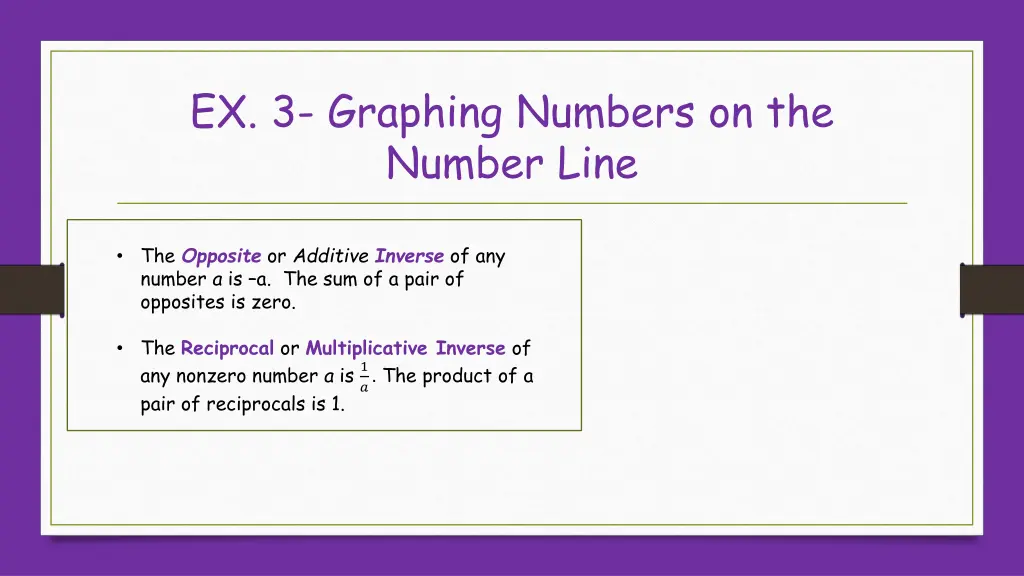 ex 3 graphing numbers on the number line