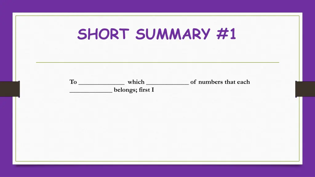 short summary 1