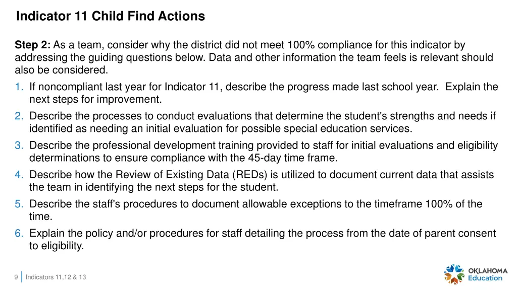 indicator 11 child find actions