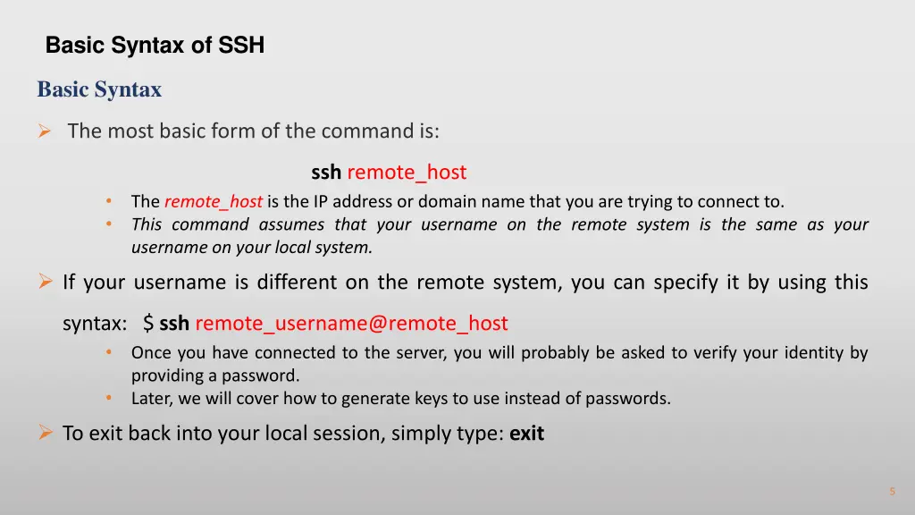 basic syntax of ssh