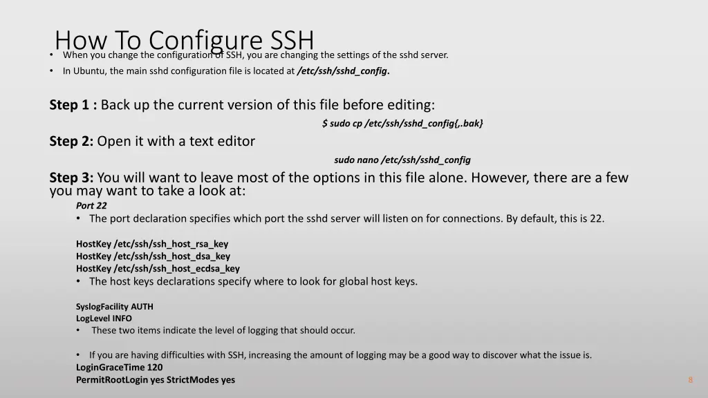 how to configure ssh when you change