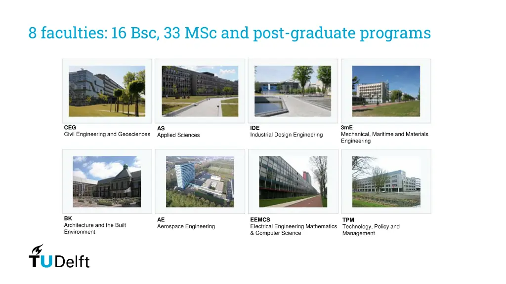 8 faculties 16 bsc 33 msc and post graduate